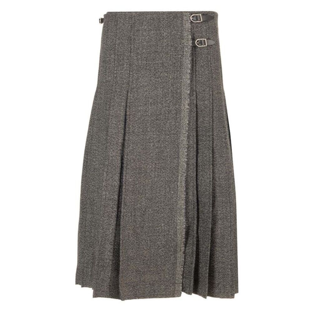 Durazzi Milano Women Pleated Midi Kilt Skirt Melange Black